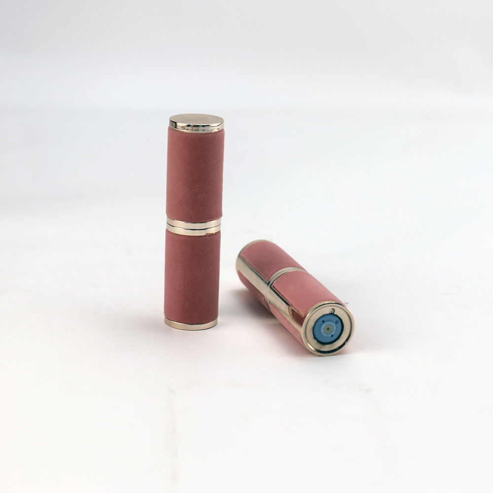 Botella atomizadora de perfume con relleno inferior de cuero rosa de 5 ml