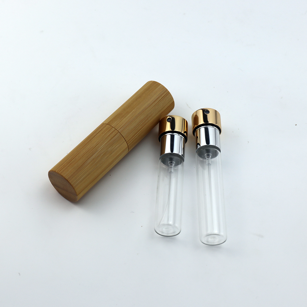 Botella atomizadora de perfume de bambú de 8 ml 10 ml