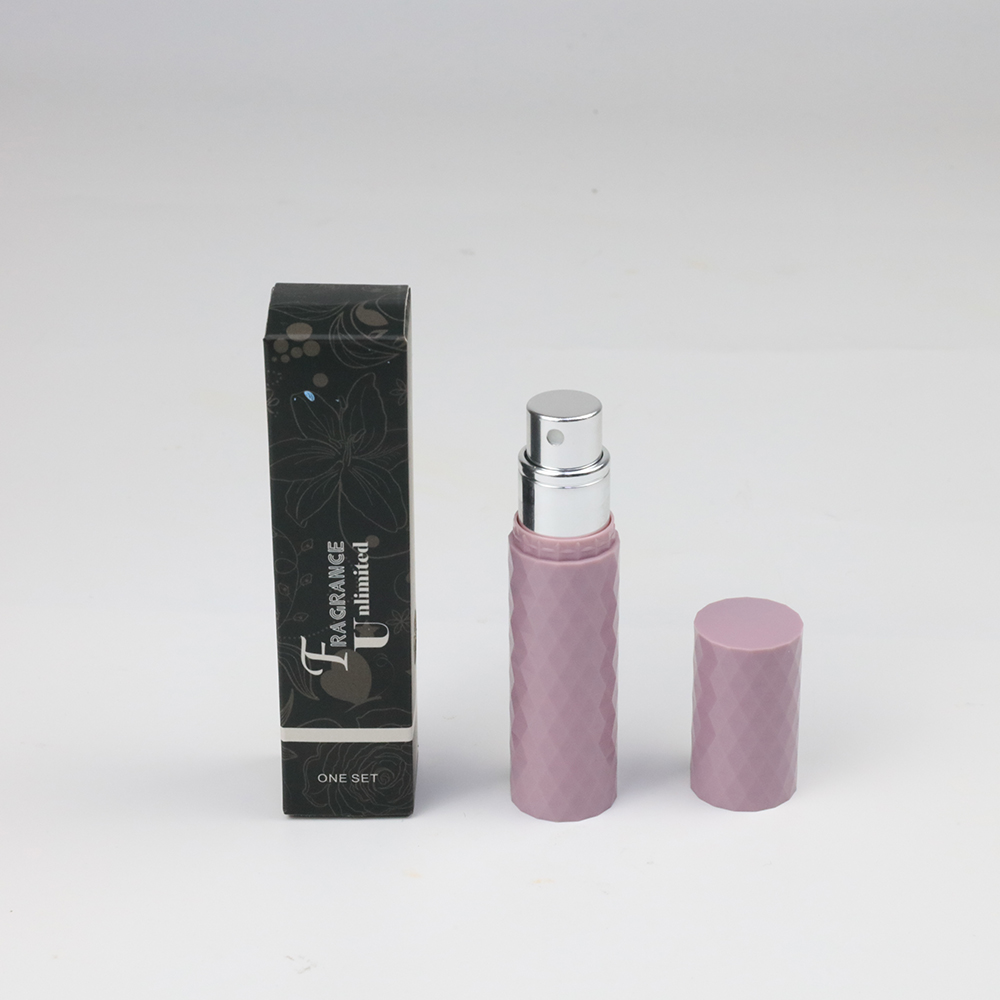 Botella de atomizador de perfume recargable de fondo con caja de color