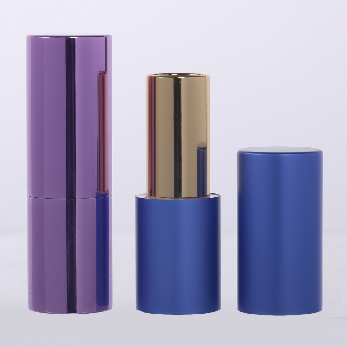 Contenedor de lápiz labial de aluminio magnético redondo negro